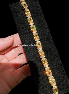 18K金天然黄钻手链女款