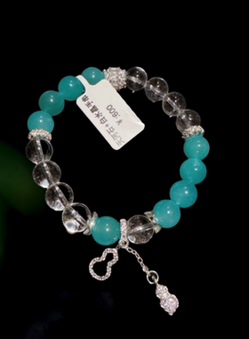 花丝鎏彩 天然白水晶天河石葫芦手链 新中式月光石小蛮腰花神手串