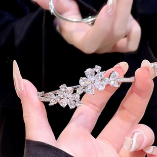 莫奈花园双生花宝石项链 帕帕拉恰 镀18K金 复古繁花锆石手镯戒指