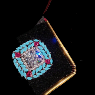 珠宝 卢比莱碧玺粉水滴大宝石戒指 晚宴高定垫色莲花蛋形闪钻戒指