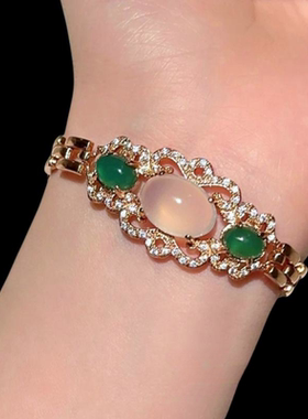 帝王紫玉髓花朵宝石手链 水灵水灵 镀18K金 蜂巢花瓣玉髓锆石手链