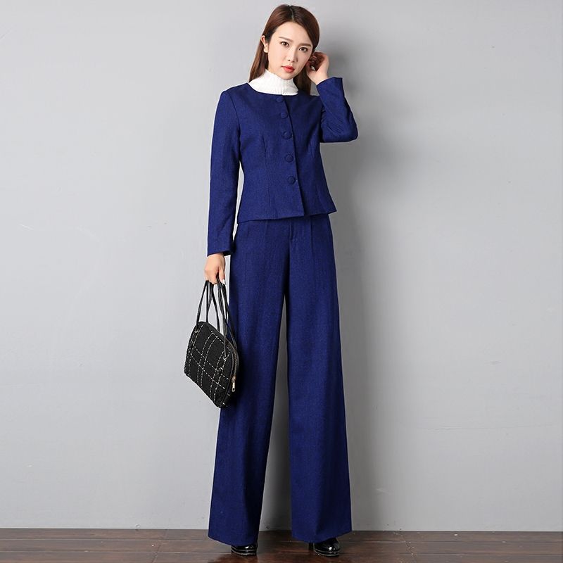 2020秋冬新品毛呢时尚套装原创设计圆领短外套阔腿直筒裤两件套女,女装/女士精品,时尚套装,淘宝优惠券,粉丝福利购,淘宝优惠卷