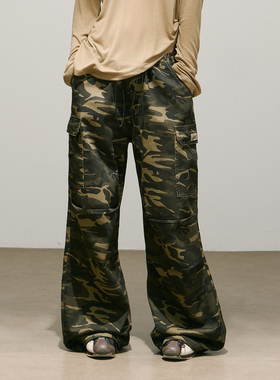SMILE DDD迷彩伞兵裤复古辣妹直筒工装休闲裤美式嘻哈街舞裤子女