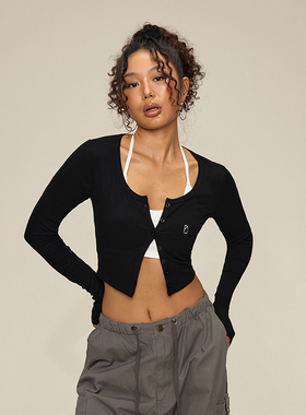 SMILE DDD美式复古短款辣妹针织衫修身薄款长袖开衫内搭打底衫女