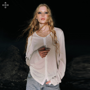 微透宽松外穿街头辣妹编舞水系长袖 SMILEDDD 罩衫 水系开衫 月石