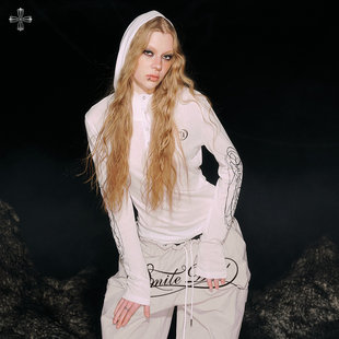 爵士编舞长袖 SMILEDDD 显瘦美式 145g轻薄纱柔软修身 女 连帽罩衫