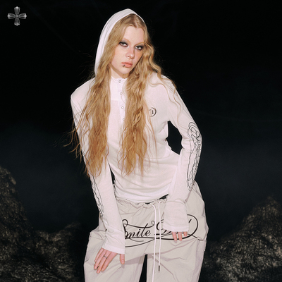 月幕修身显瘦连帽长袖罩衫