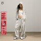DDD毛边套装 花灰色280g美式 简约刺绣开衫 SMILE 宽松休闲运动卫裤