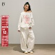 SMILE 休闲慵懒卫裤 DDD斜肩套装 米白色220g亲肤舒适透气卫衣美式