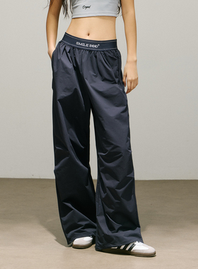 SMILE DDD 腰头拼接轻柔裤夏凉感运动速干轻薄透气辣妹街舞阔腿裤