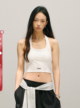 SMILE DDD绑带背心美式嘻哈复古短款挂脖运动内衣健身收腰上衣女