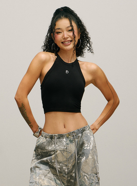 SMILE DDD挂脖背心胸垫蜂窝一体式短款辣妹瑜伽健身通勤运动吊带