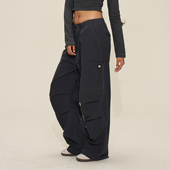 女小个子街舞爵士辣妹阔腿高街百搭伞兵裤 SMILE 裤 工装 DDD美式