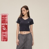 DDD三杠V领短袖 辣妹修身 短款 SMILE 运动美式 街舞跳舞爵士上衣女