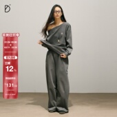 DDD斜肩套装 炭灰220g亲肤透气美式 简约运动裤 SMILE 脚可调节卫裤