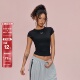 DDD美式 复古裸感短袖 褶皱收腰修身 SMILE 设计纯色百搭基础短款 T恤