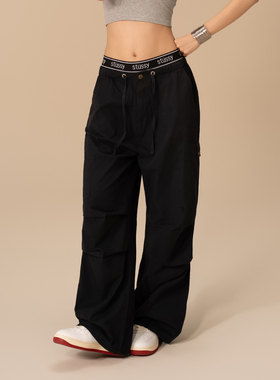 SMILE DDD纯黑色工装裤女小个子街舞爵士辣妹阔腿高街百搭伞兵裤