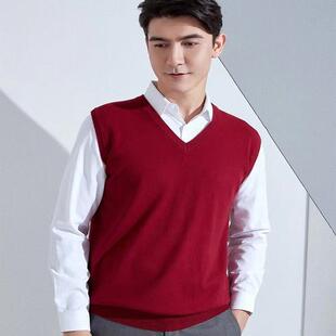 秋冬款针织衫V领无袖外搭背心短款大码坎肩男女羊毛马甲保暖毛线