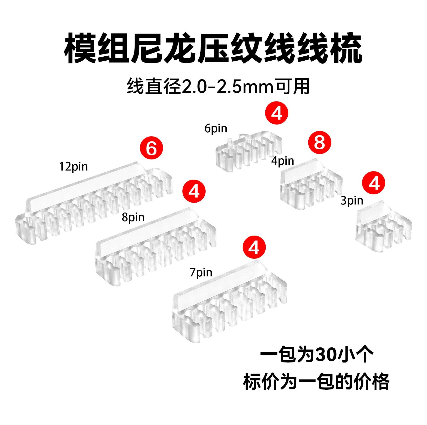 冷硕C34模组电源线卡线套件 电脑主机电源压纹线理线梳子线夹子