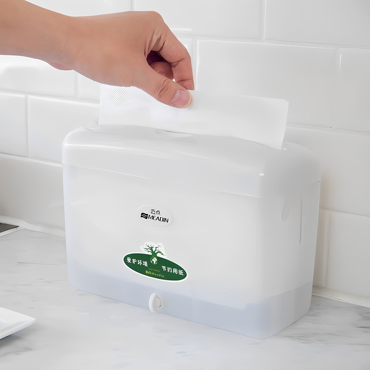 日式台面擦手纸盒免安装弹簧送纸