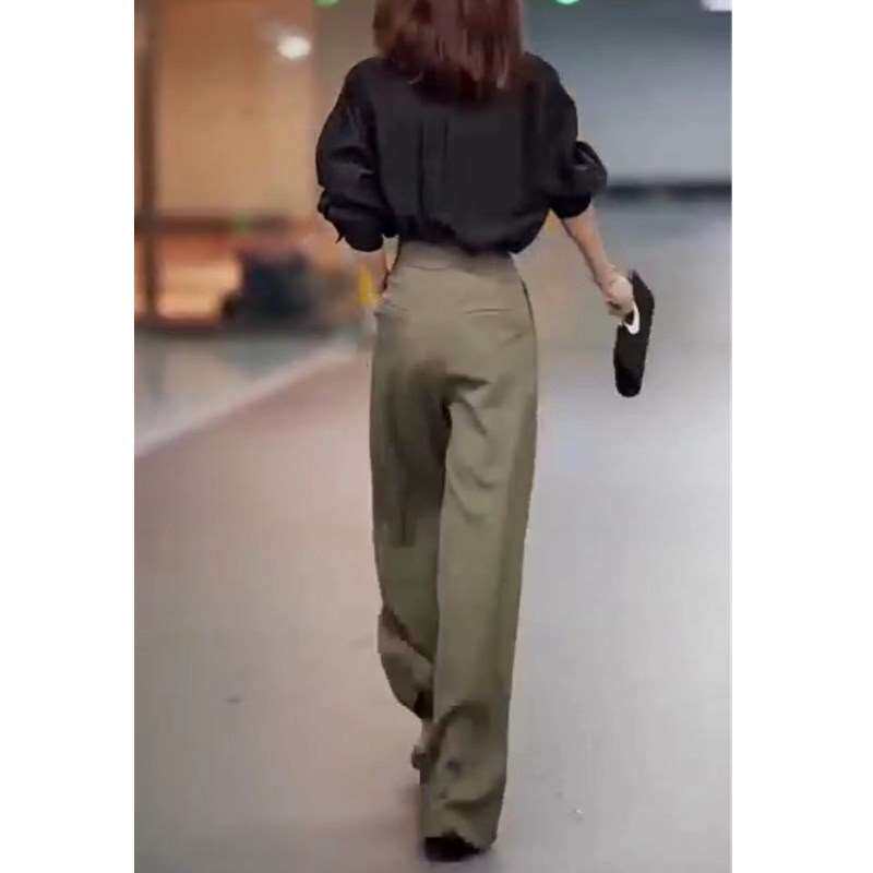 高端233872025夏季韩版黑色长袖防晒衬衫高腰阔腿长裤女潮