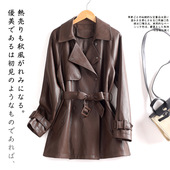 领大衣2025新款 女西装 高端 修身 今年流行特惠pu皮女外套中长款