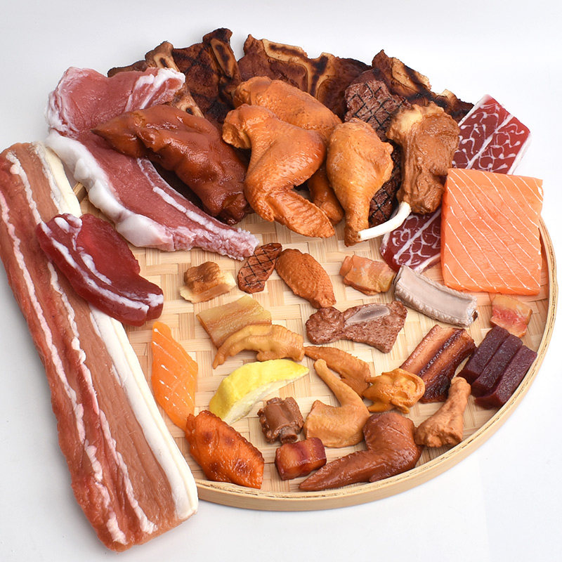 仿真牛肉猪肉模型假牛排鸡腿鱼五花肉片排骨装饰摆设拍照食物道具图片