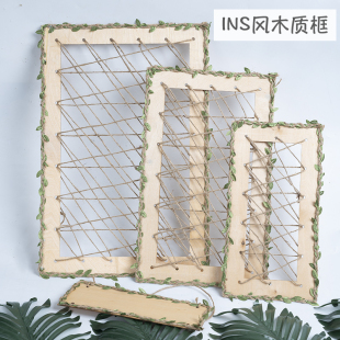 幼儿园墙面吊饰走廊挂饰手工创意装饰环创ins麻布麻绳网格木质框
