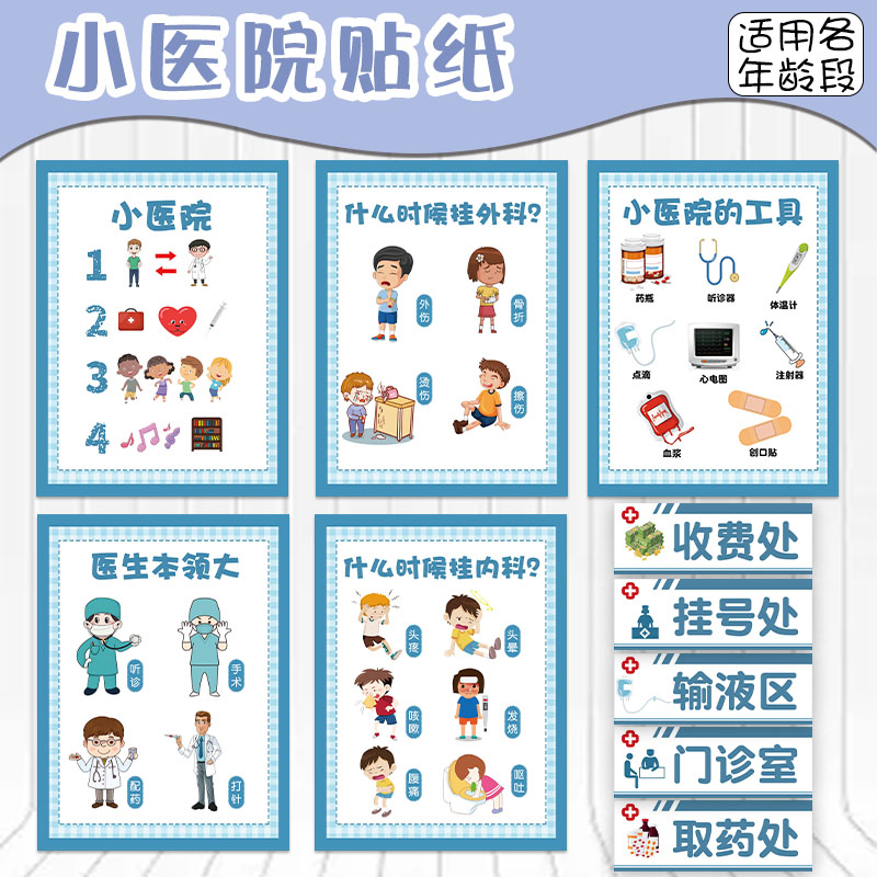 幼儿园班级教室语言区小医院主题墙面布置装饰贴纸区域角环创材料