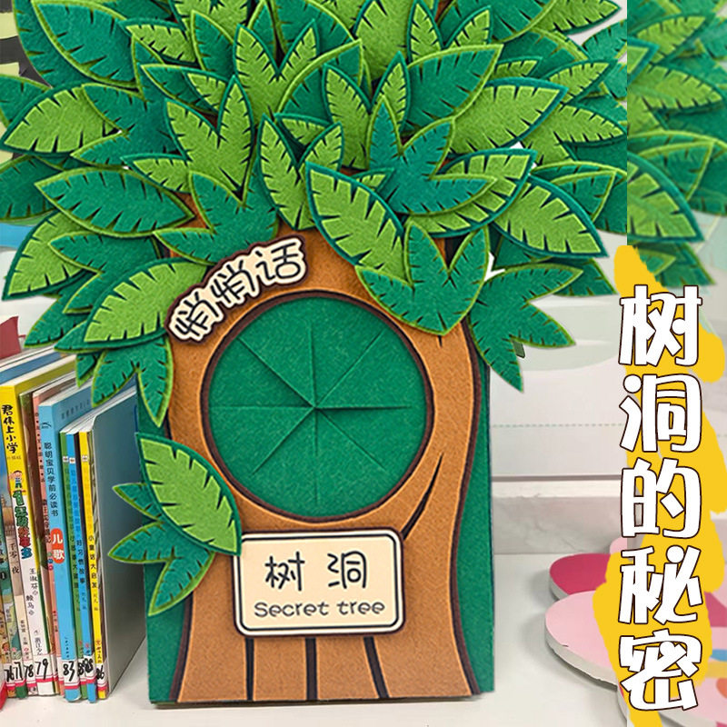 幼儿园中大班美工区自制教玩具区角倾听表征创意悄悄话情绪树洞