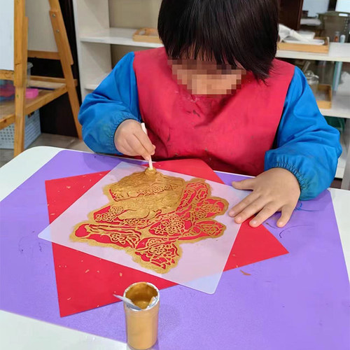 幼儿园儿童区福字拓印diy新年手工马年画工具材料包活动暖场非遗