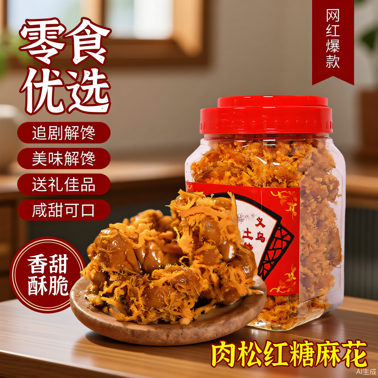 正宗肉松红糖小麻花罐装网红休闲零食营养酥脆滋补养生浙江土特产