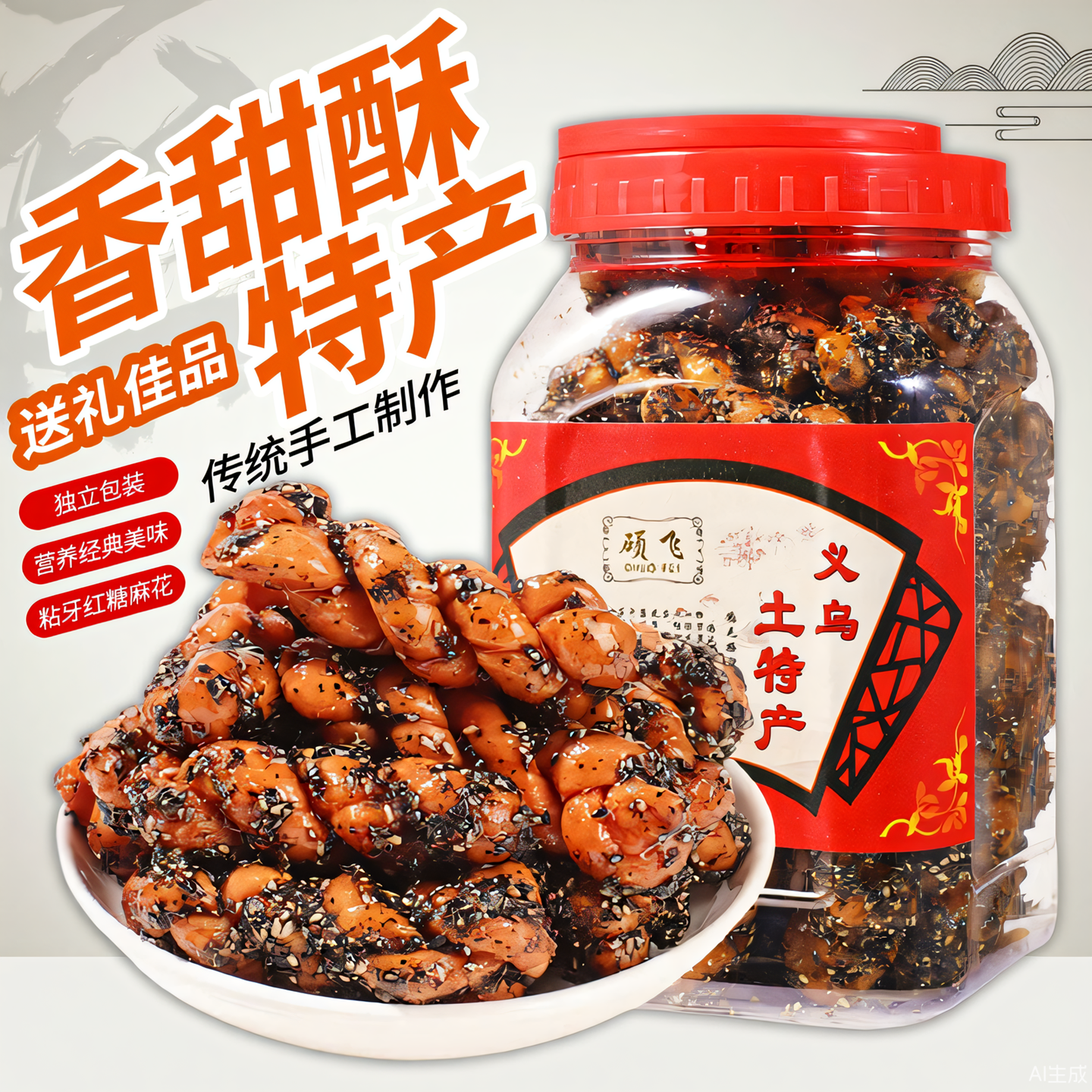 正宗红糖麻花黑芝麻义乌特产农家手工传统糕点独立包休闲零食