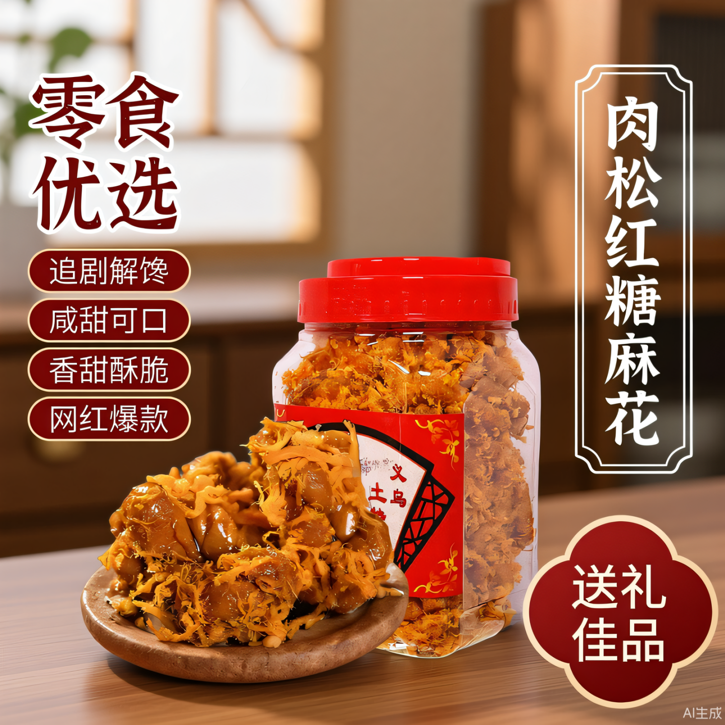 正宗肉松红糖小麻花罐装网红休闲零食营养酥脆滋补养生浙江土特产