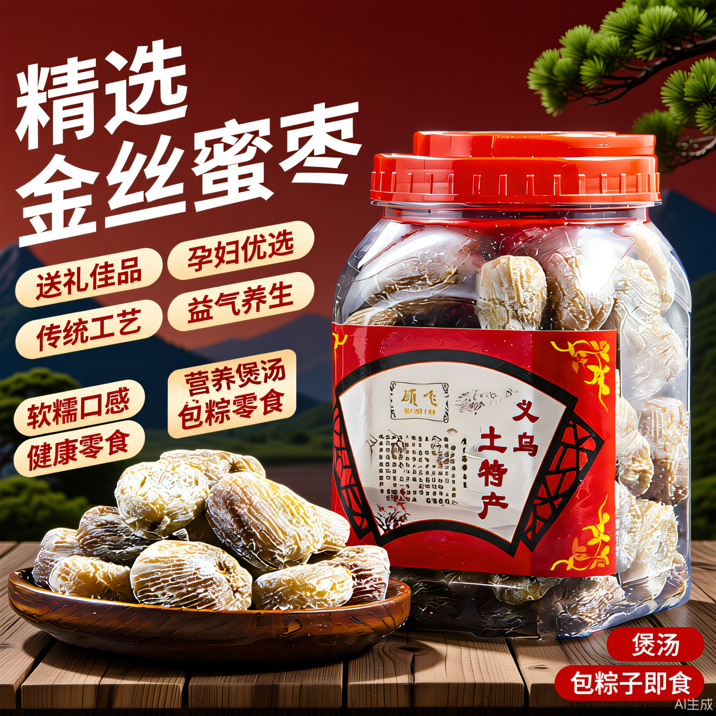 精选山西金丝蜜枣无核包粽子专用老式特产全干蜜饯大密枣煲汤零食