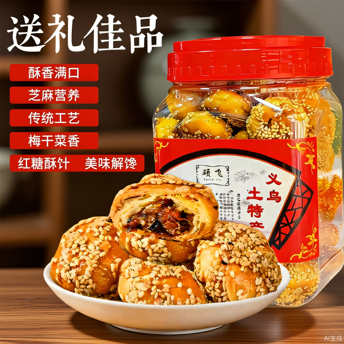 硕飞金华红糖酥饼大桶散装土特产梅干菜烧饼零食正宗老式糕点小吃