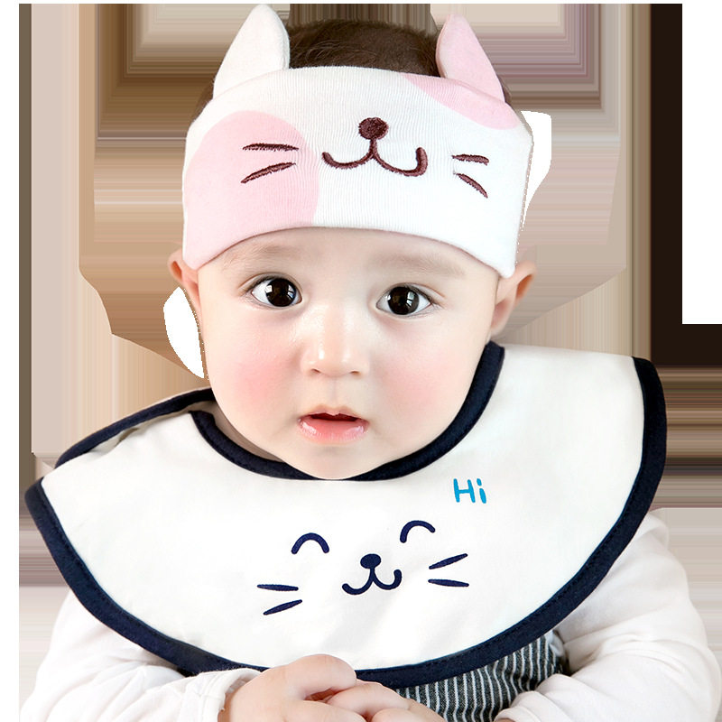 2026春季新款婴儿童帽套头帽宝宝卡通贪吃猫咪卤门超萌卤门套装