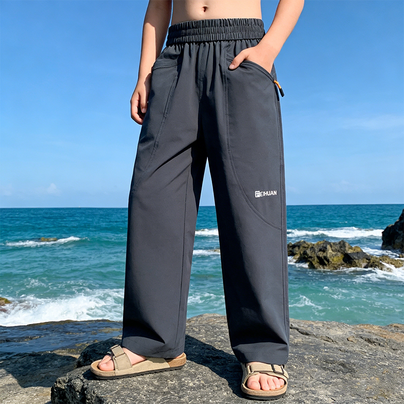夏季薄款宽松阔腿直筒长裤男童松紧腰休闲裤中大童外穿防蚊裤新品