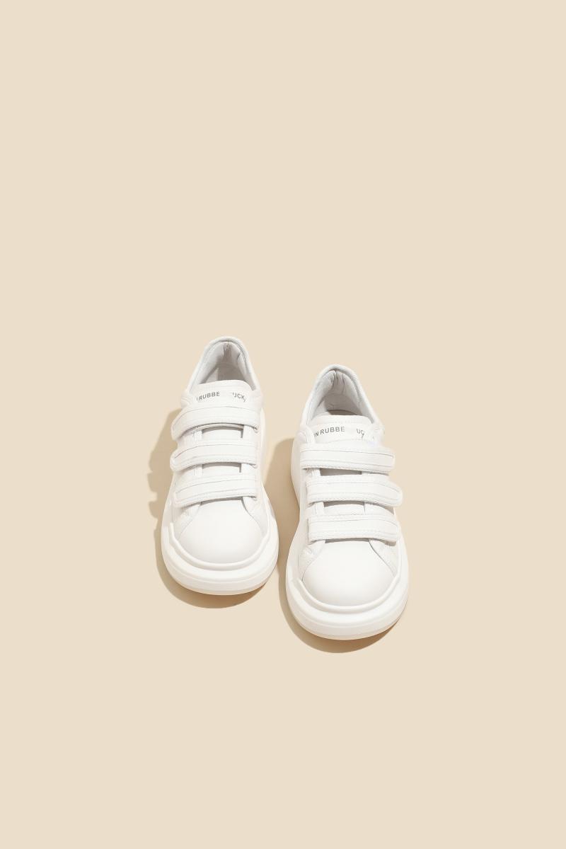 魔术贴小白鞋女真皮厚底板鞋