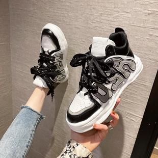 高帮鞋 女鞋 真皮板鞋 厚底溶解鞋 ins街拍潮 鞋 休闲鞋 子女2025年新款