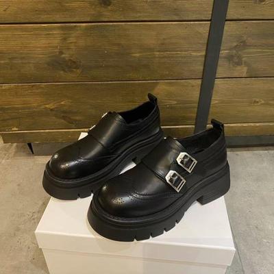 乐福鞋女2024新款真皮秋冬款厚底