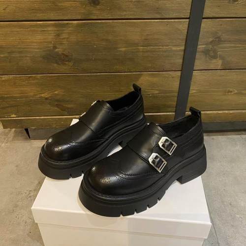 乐福鞋女2024新款真皮秋冬款厚底