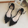 2019 new pattern Pointed shoes Shallow sole shoes Flat stones Korean Edition Versatile fashion Flat heel one word Women's Shoes
