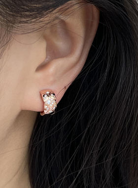 ASAF足银耳饰925银日常百搭带钻极简玫瑰金简约职场风耳环经典女