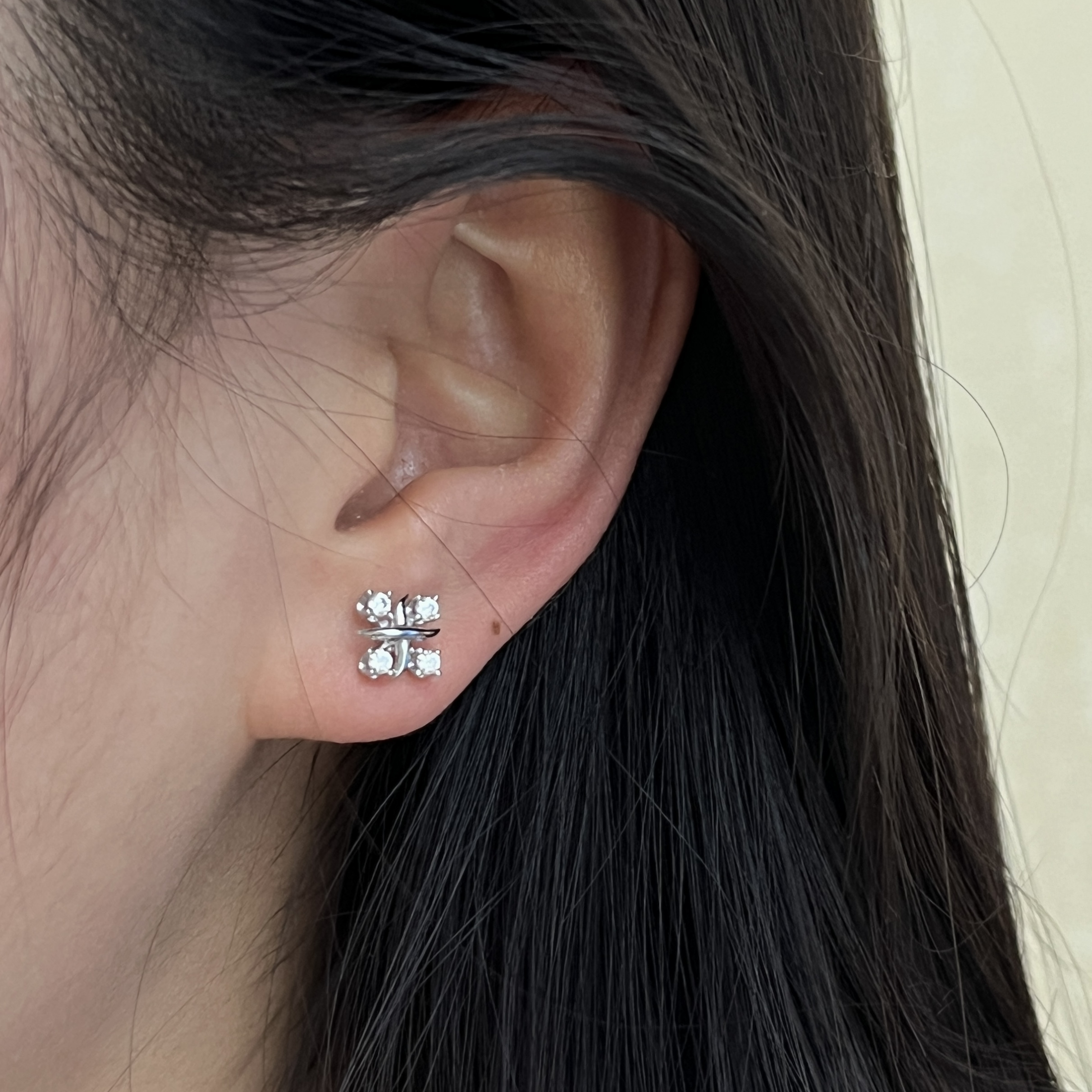 交叉耳钉女925纯银小众设计