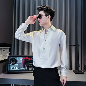 CS311-特P58 控88 秋季衬衫社会小伙潮流男长袖衬衣 黑图片