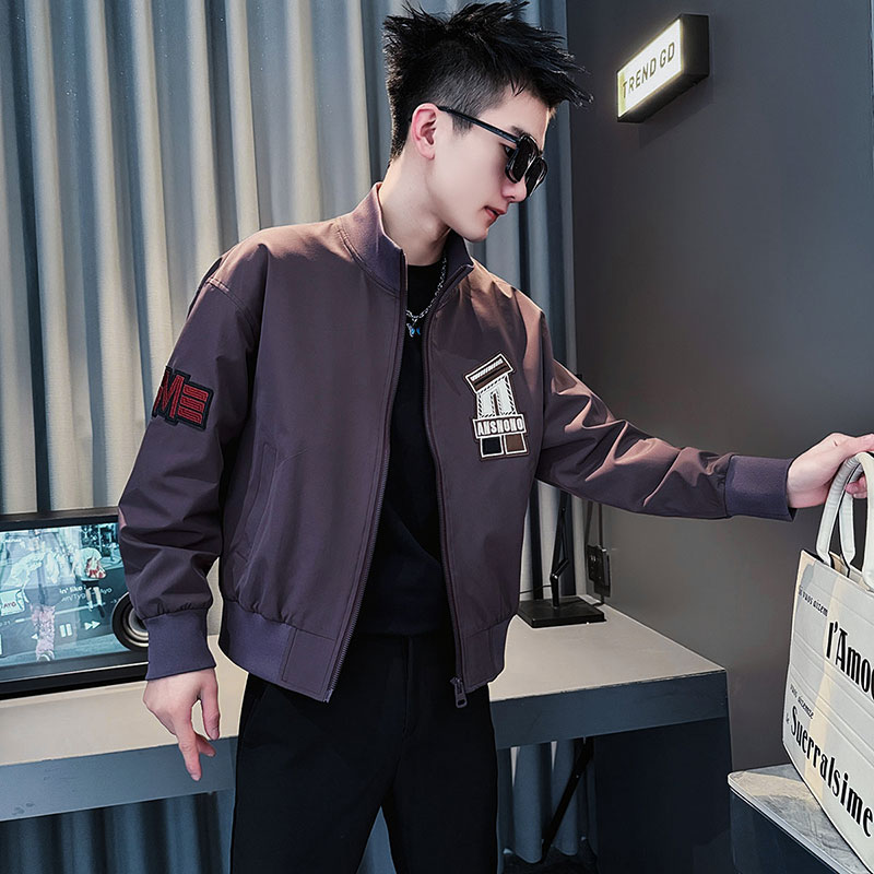 JK200-P98控138春季新款社会小伙潮店主风夹克男外套黑1,男装夹克,电商A343