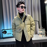 CF76-P148控198社会小伙ins衣外套修身送包包服男黑3，男装棉衣，电商A343