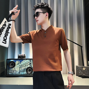 PL90-P58 控78 男潮青少年店主风小伙修身针织短袖polo衫 白2图片