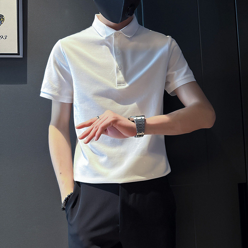 PL89-特P40控60男潮青少年店主风小伙修身短袖polo衫黑3,男装Polo衫,电商A343